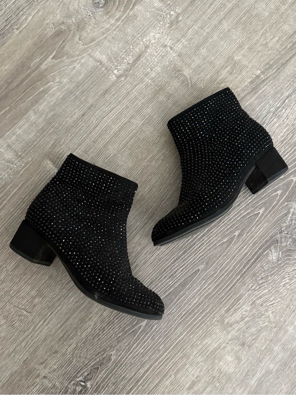 Little Girls Black Rhinestone Ankle Boots - Stylish Evening Booties